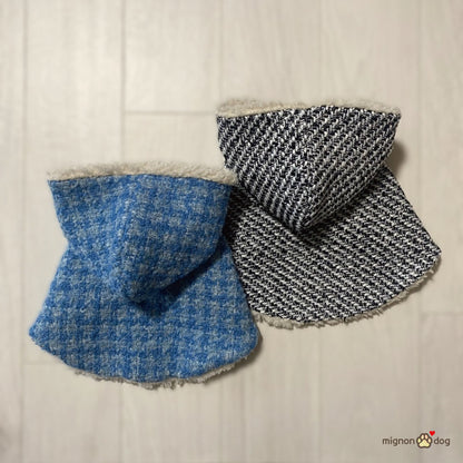 犬用ポンチョ｜ツイード×もこもこボア おしゃれにかわいく防寒対策 わんこのコート 犬服