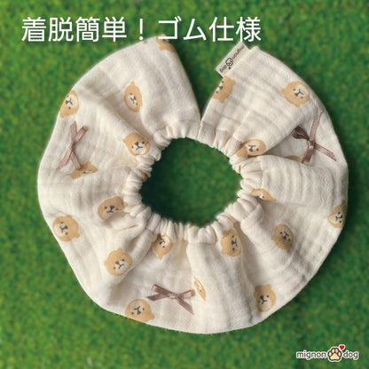 犬用スタイ｜くまさん柄の吸水性・通気性に優れた韓国直仕入トリプルガーゼ