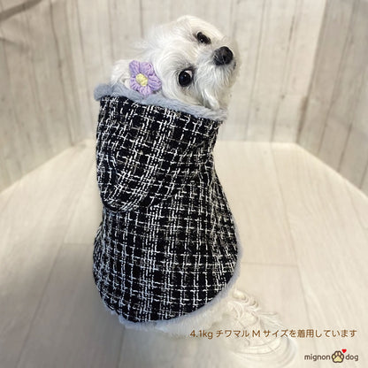 犬用ポンチョ｜ツイード×もこもこファー おしゃれにかわいく防寒対策 わんこのコート