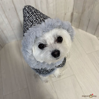 犬用ポンチョ｜ツイード×もこもこファー おしゃれにかわいく防寒対策 わんこのコート
