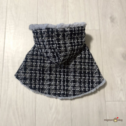 犬用ポンチョ｜ツイード×もこもこファー おしゃれにかわいく防寒対策 わんこのコート