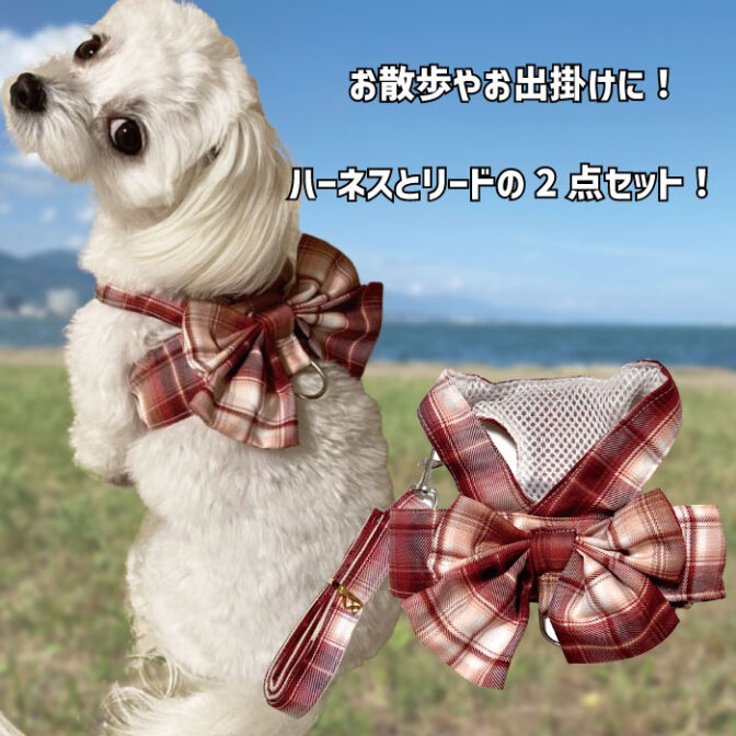 SusanLanci赤 リボン付きリード スワロフスキー　犬用品　セレブ犬可愛い SusanLanci赤 リボン付きリード スワロフスキー 犬用品 セレブ犬可愛い