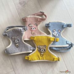 犬用 くまさんワッペン ハーネス リードセット お散歩 お出かけ おしゃれ かわいい