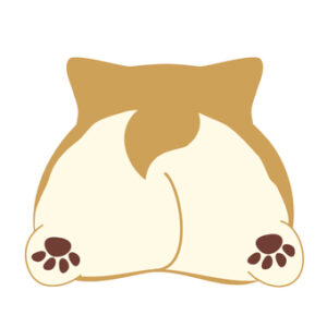 肉球とおしりを向けている犬のイラスト