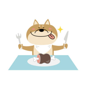 ごちそうを食べれるから嬉しくて早く食べたい犬